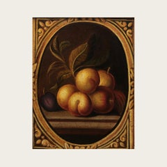 Early 1900's Baroque Spanish Oil Painting of Peaches