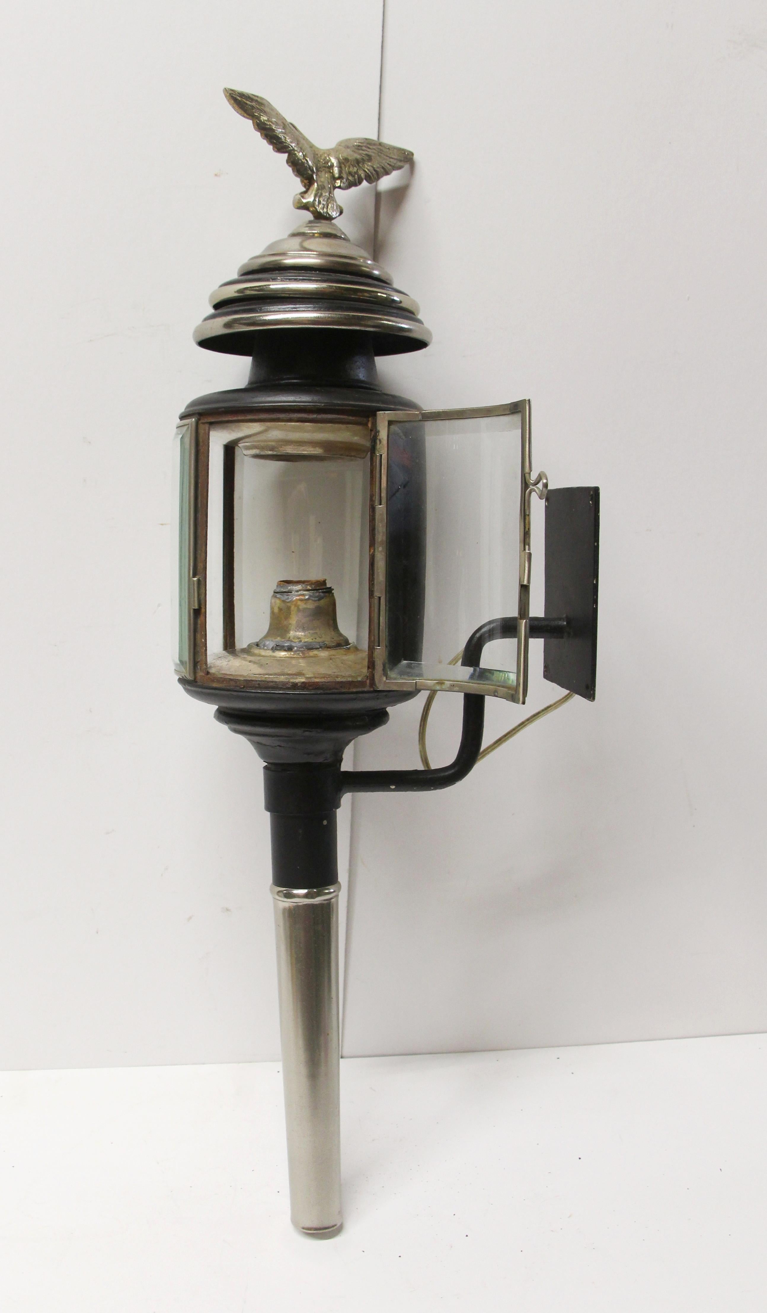 Luminaires de carrosse en verre biseauté et laiton argenté du début des années 1900 Bon état à New York, NY