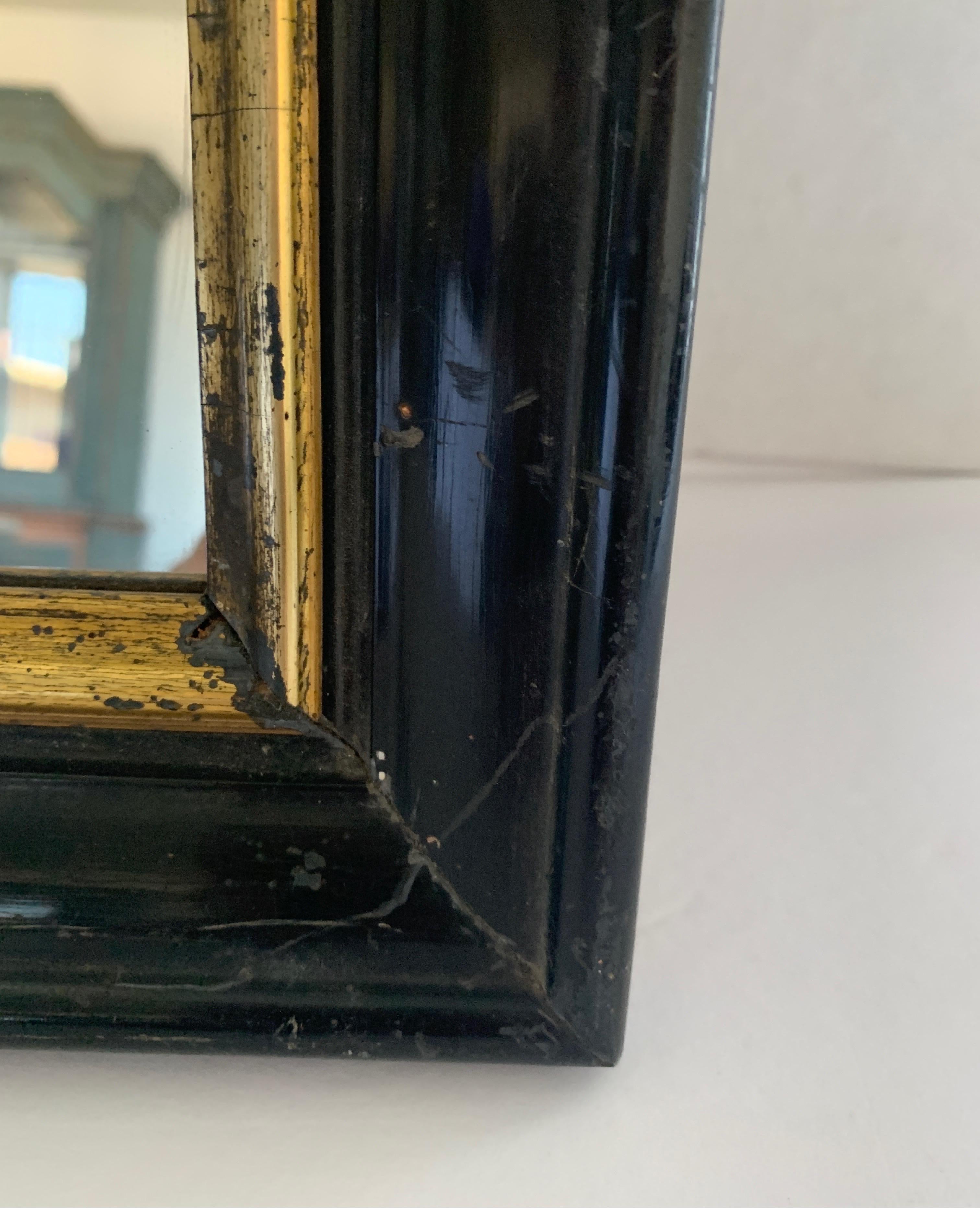 Early 1900s Black Spanish Frame with Gold Trim Mirror 3