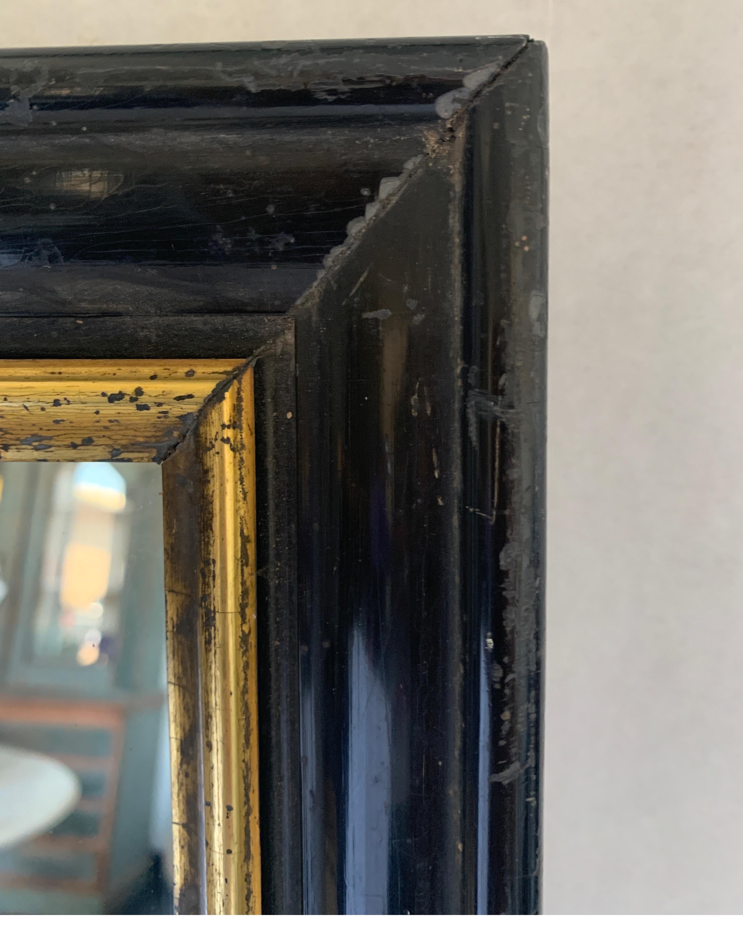 Early 1900s Black Spanish Frame with Gold Trim Mirror 4