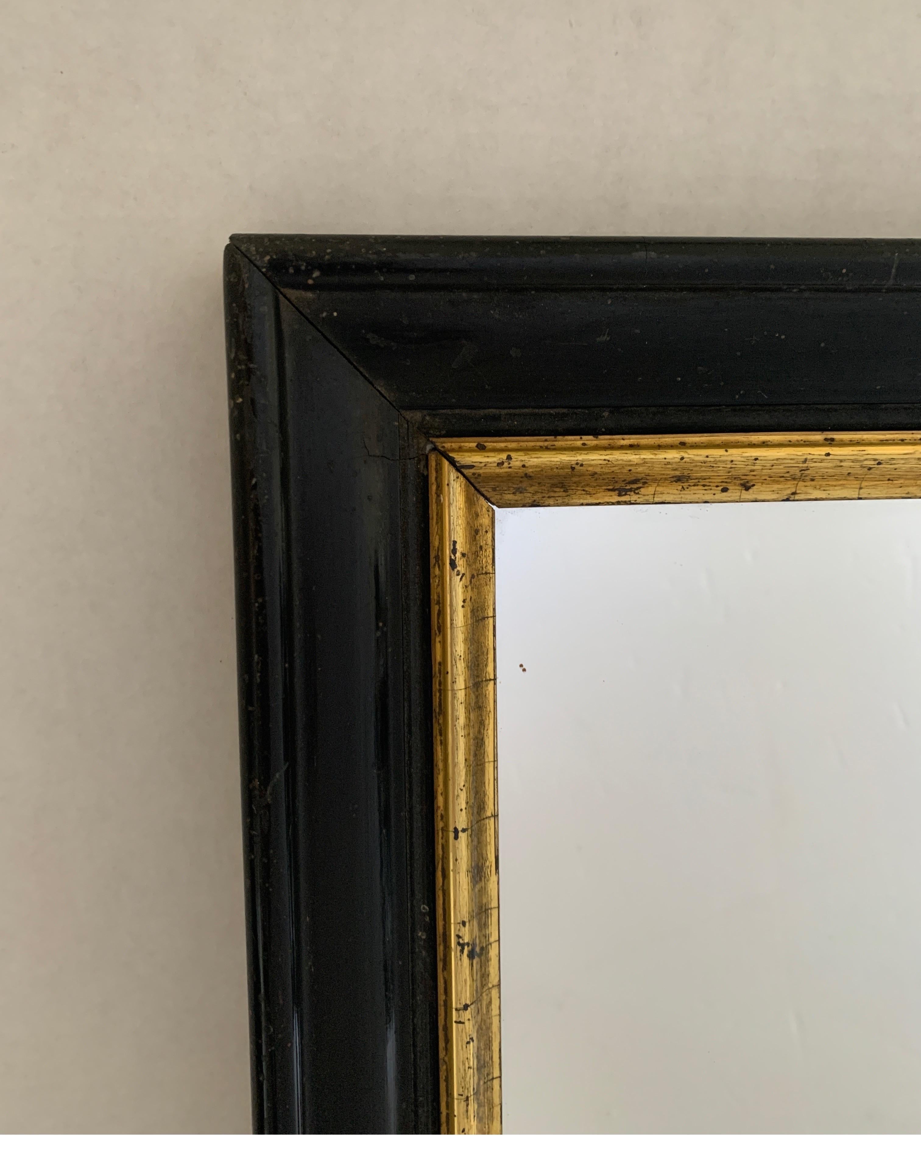 Early 1900s Black Spanish Frame with Gold Trim Mirror 5