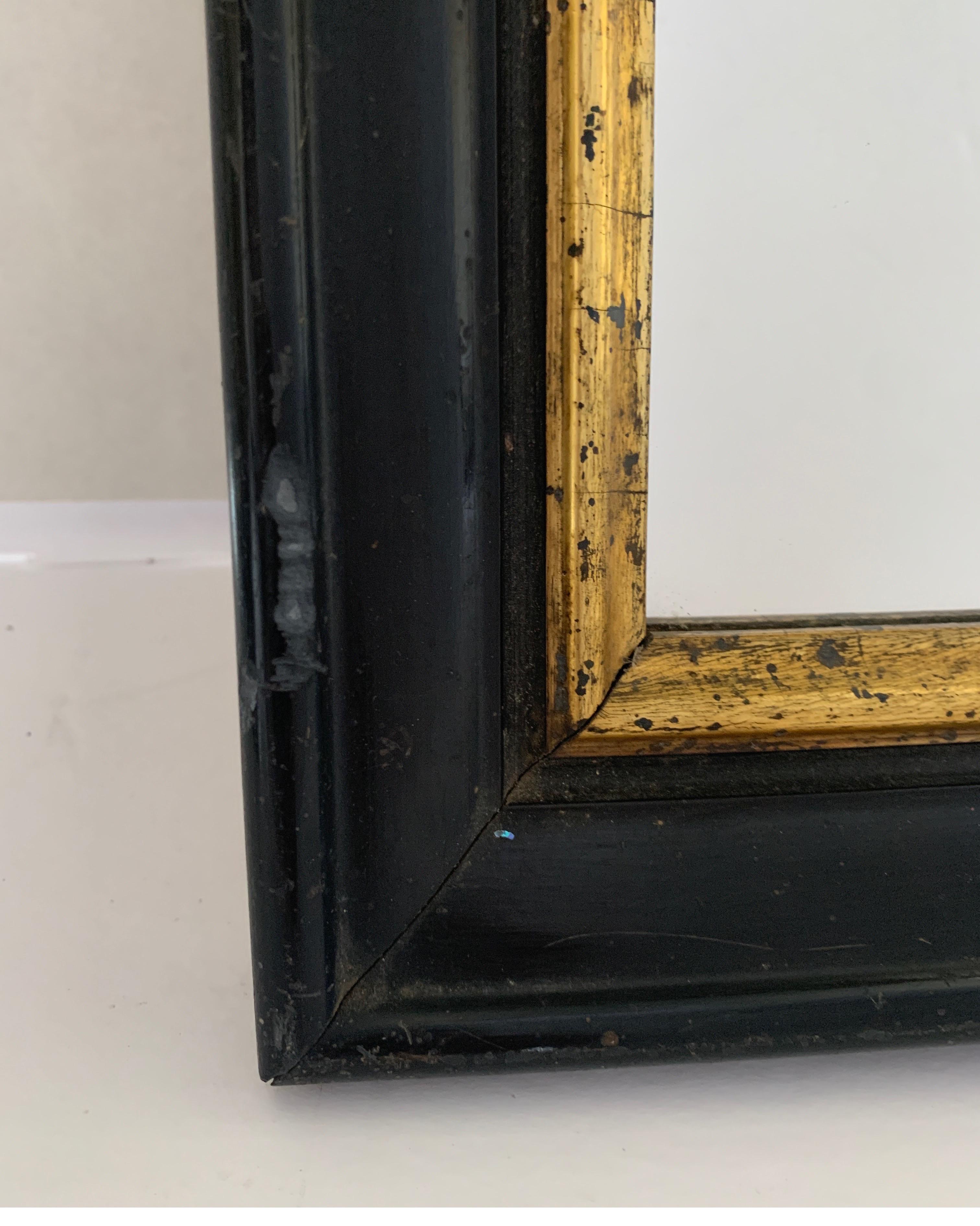 Early 1900s Black Spanish Frame with Gold Trim Mirror 6