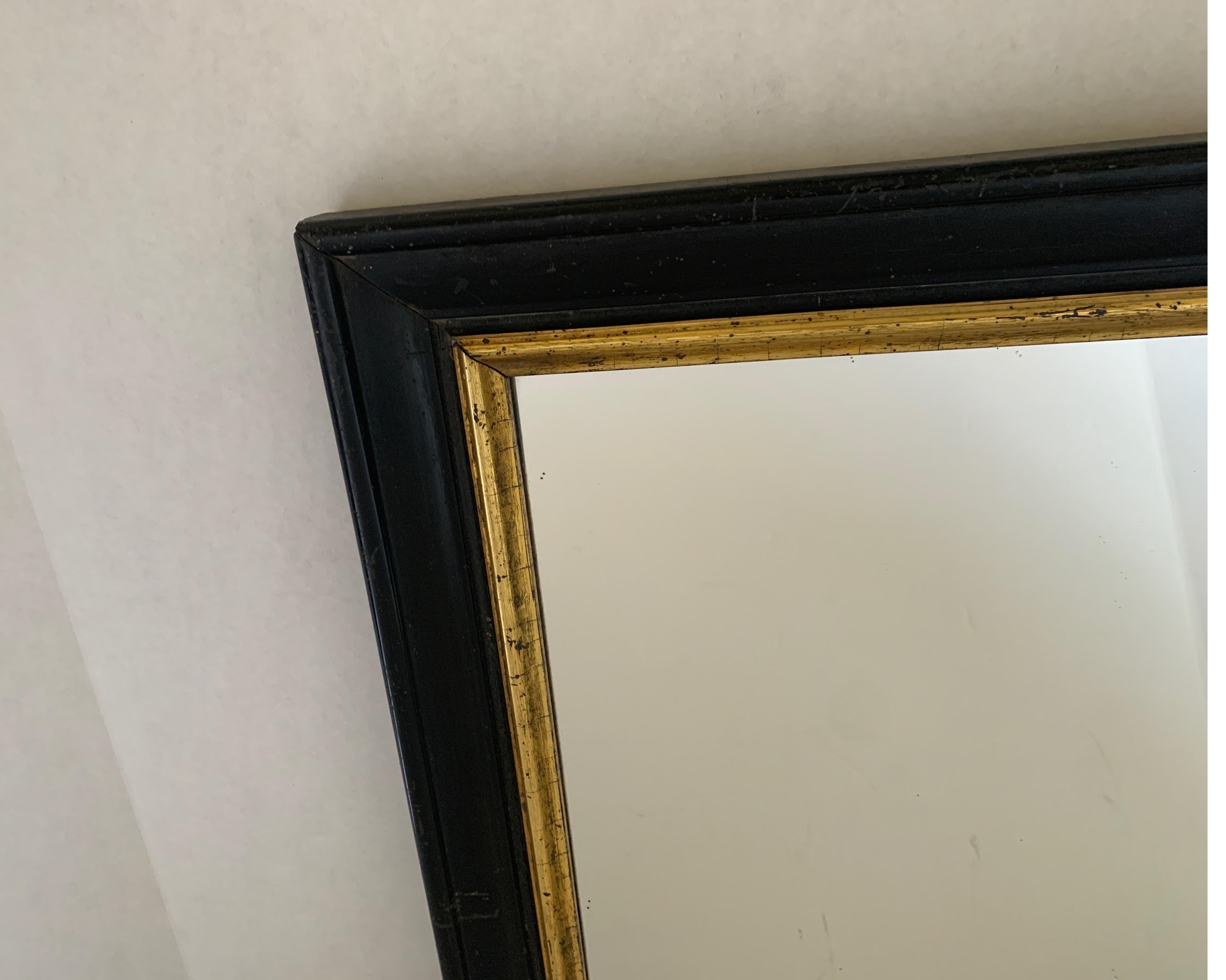 Gilt Early 1900s Black Spanish Frame with Gold Trim Mirror