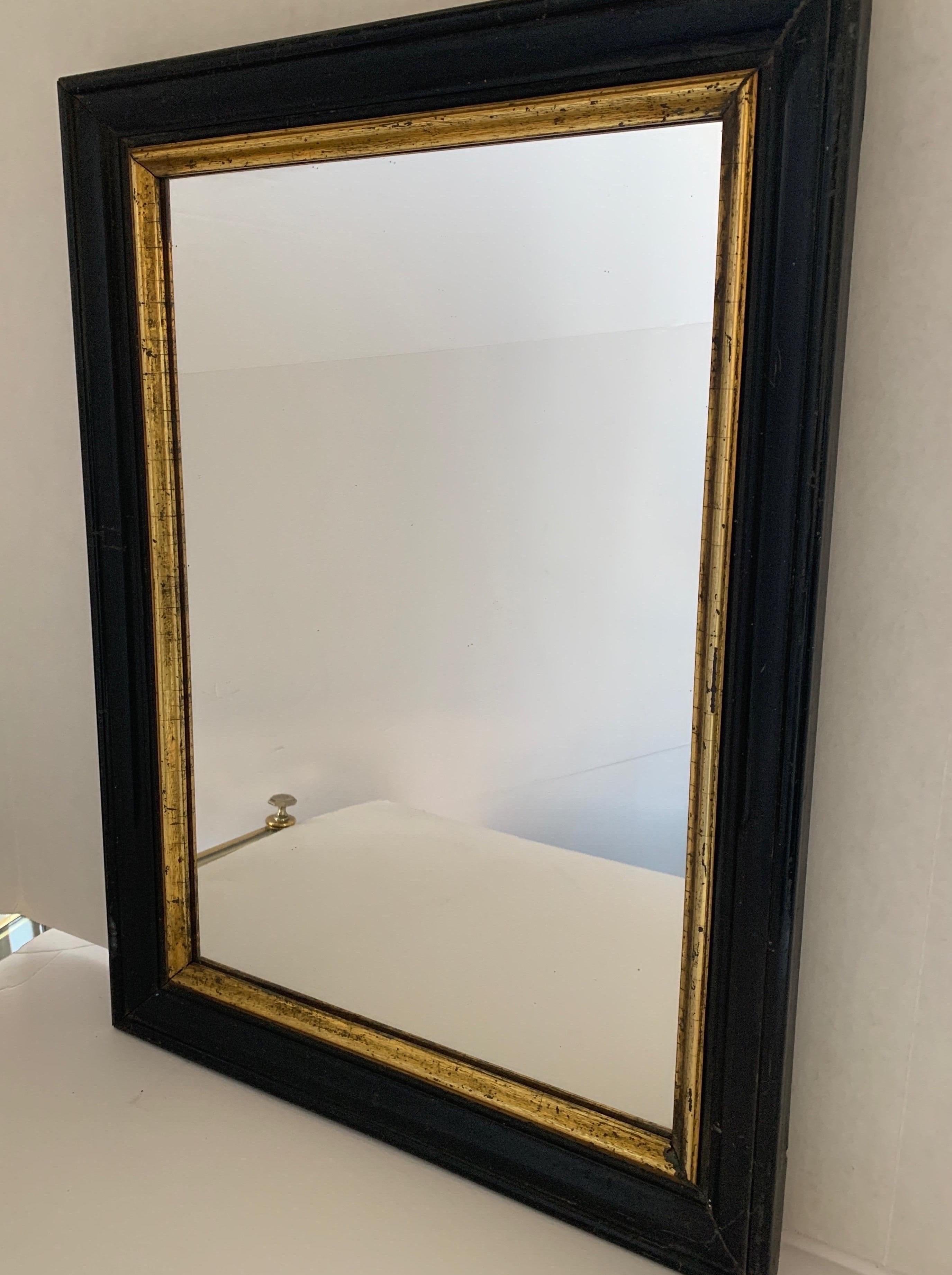 Wood Early 1900s Black Spanish Frame with Gold Trim Mirror
