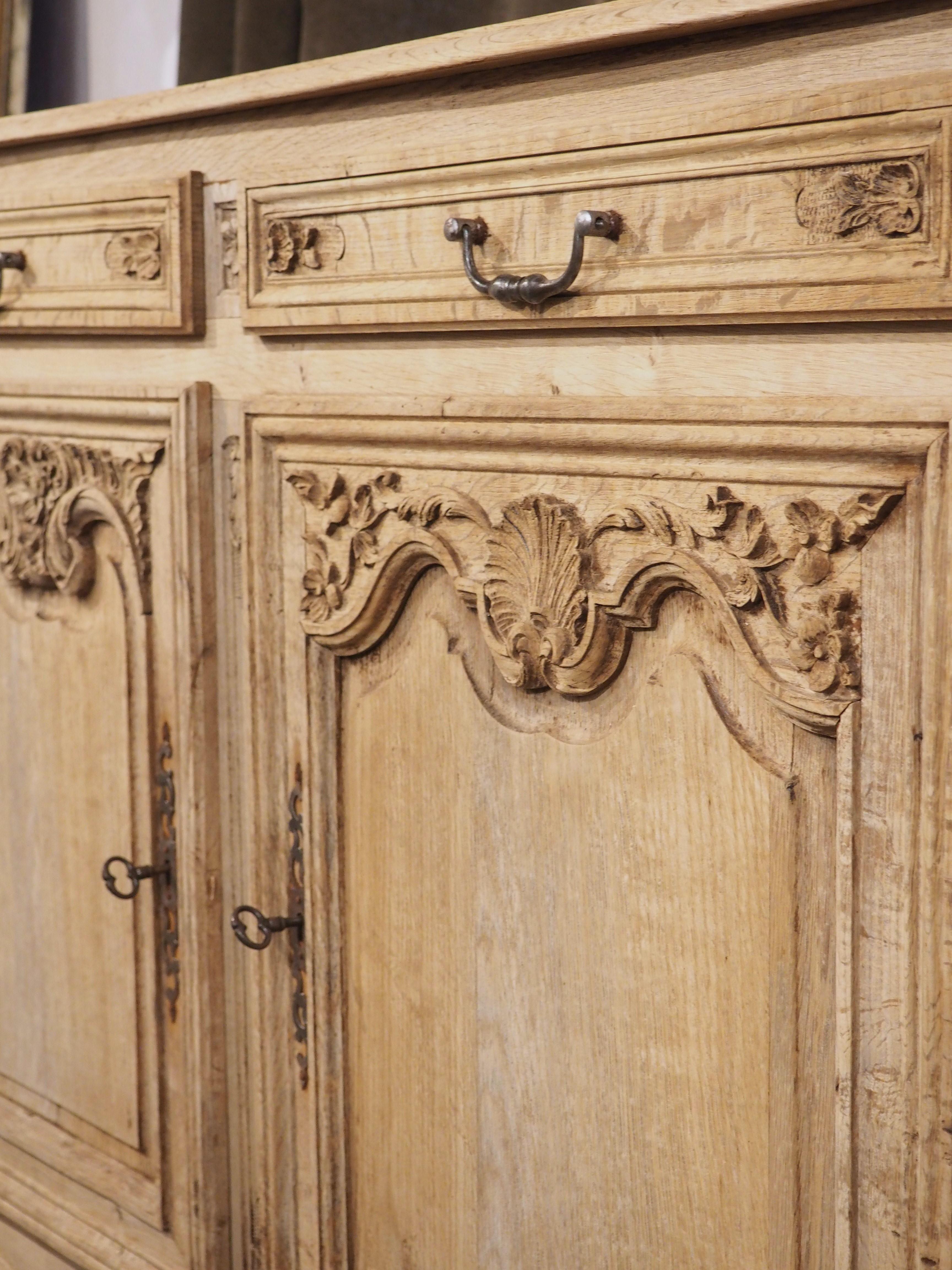 Early 1900s Bleached Oak Louis XV Style Enfilade from France 6