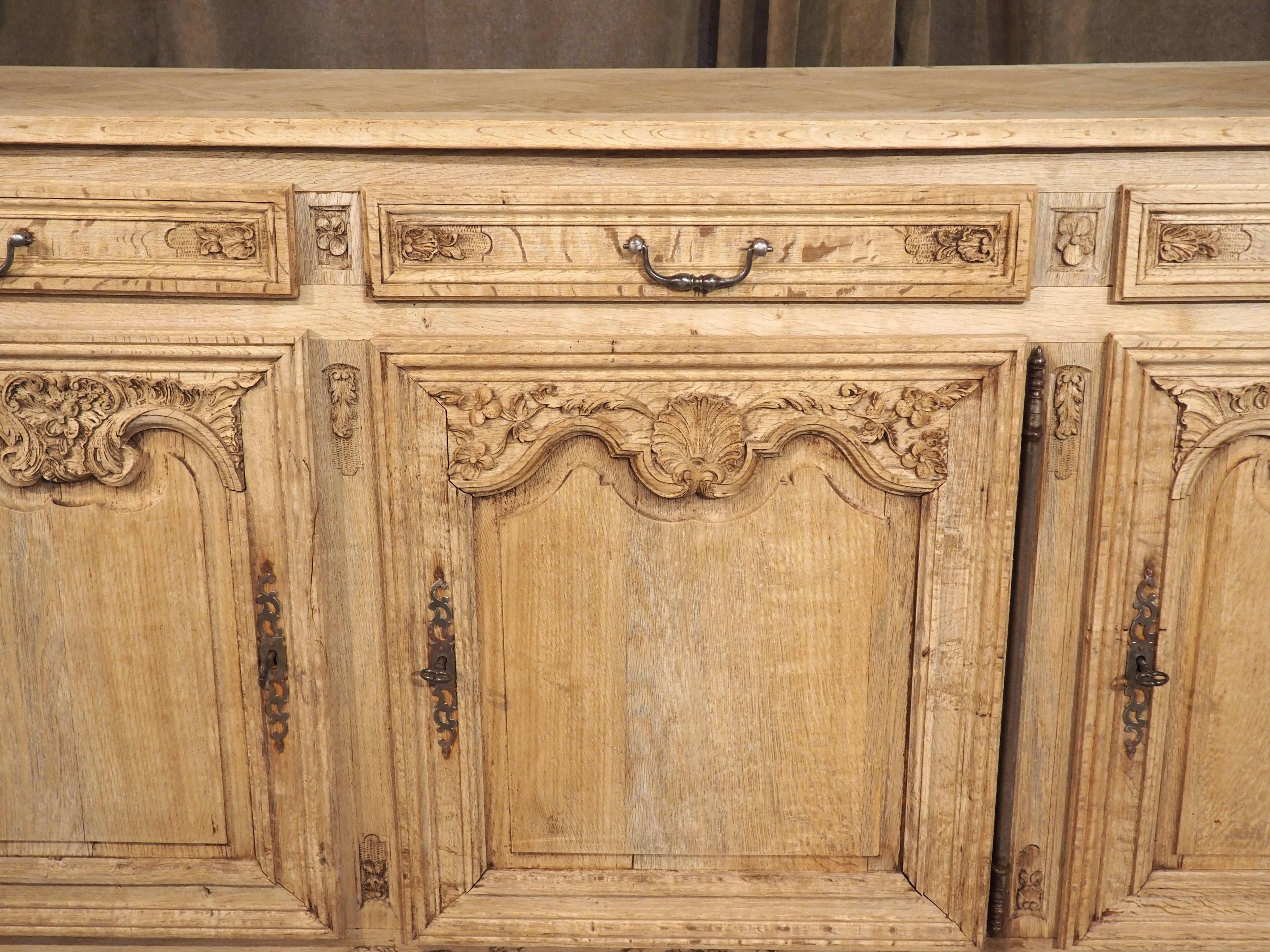 Early 1900s Bleached Oak Louis XV Style Enfilade from France 13