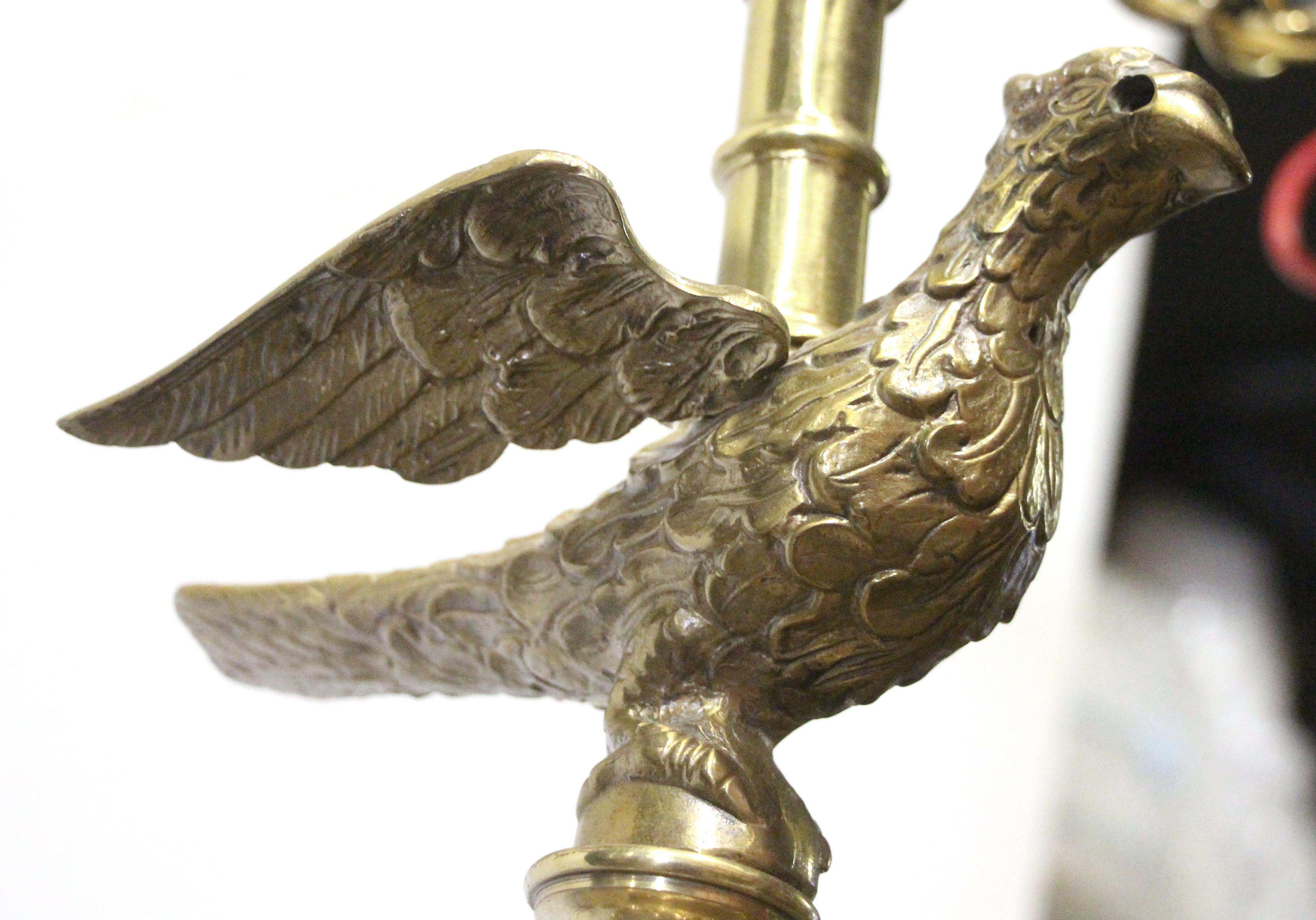 Early 1900s Brass 8-Arm Chandelier from NYC Stock Exchange w/ Eagle Finial 4