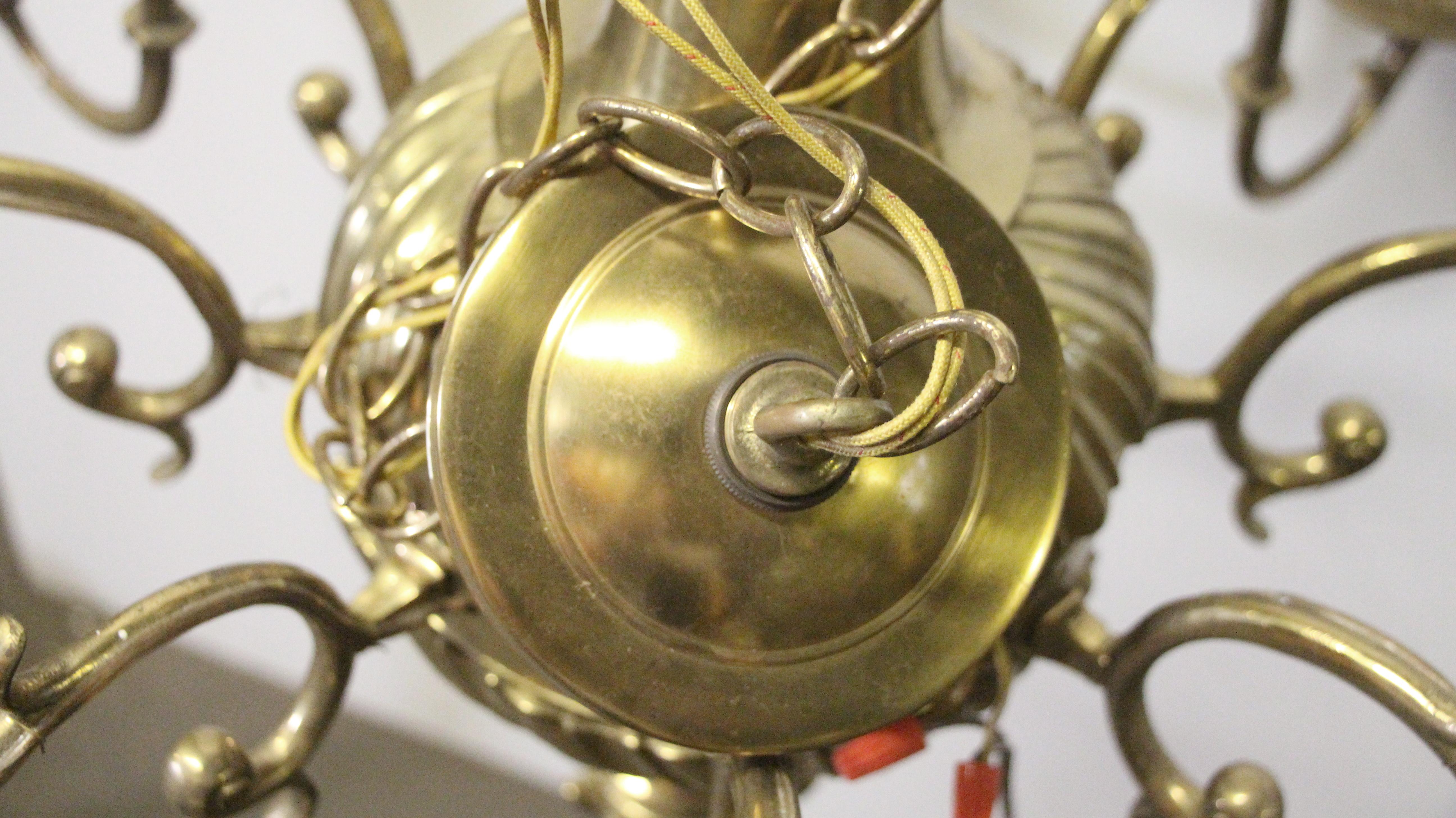 Early 1900s Brass 8-Arm Chandelier from NYC Stock Exchange w/ Eagle Finial 9