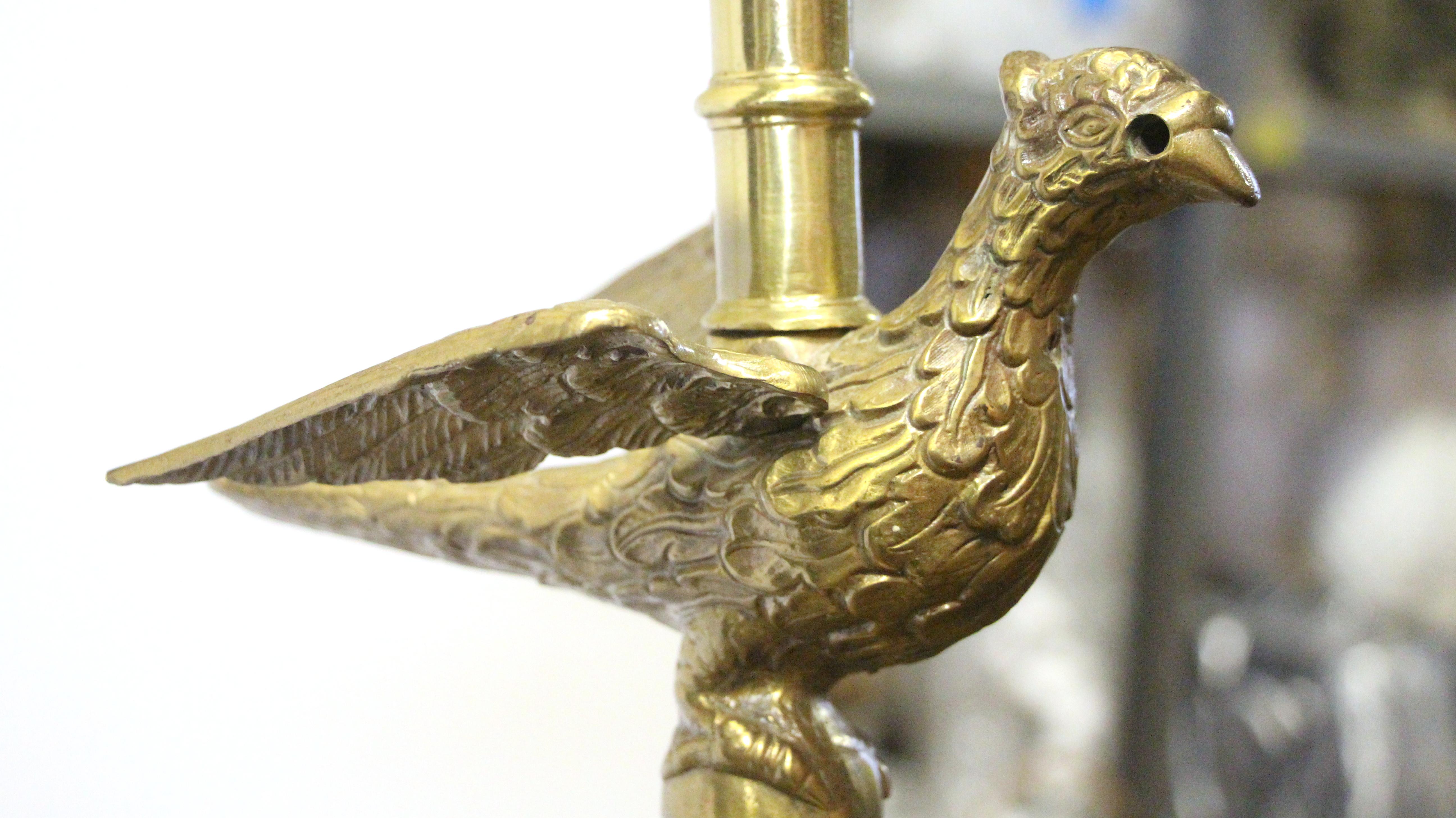 Early 1900s Brass 8-Arm Chandelier from NYC Stock Exchange w/ Eagle Finial 1