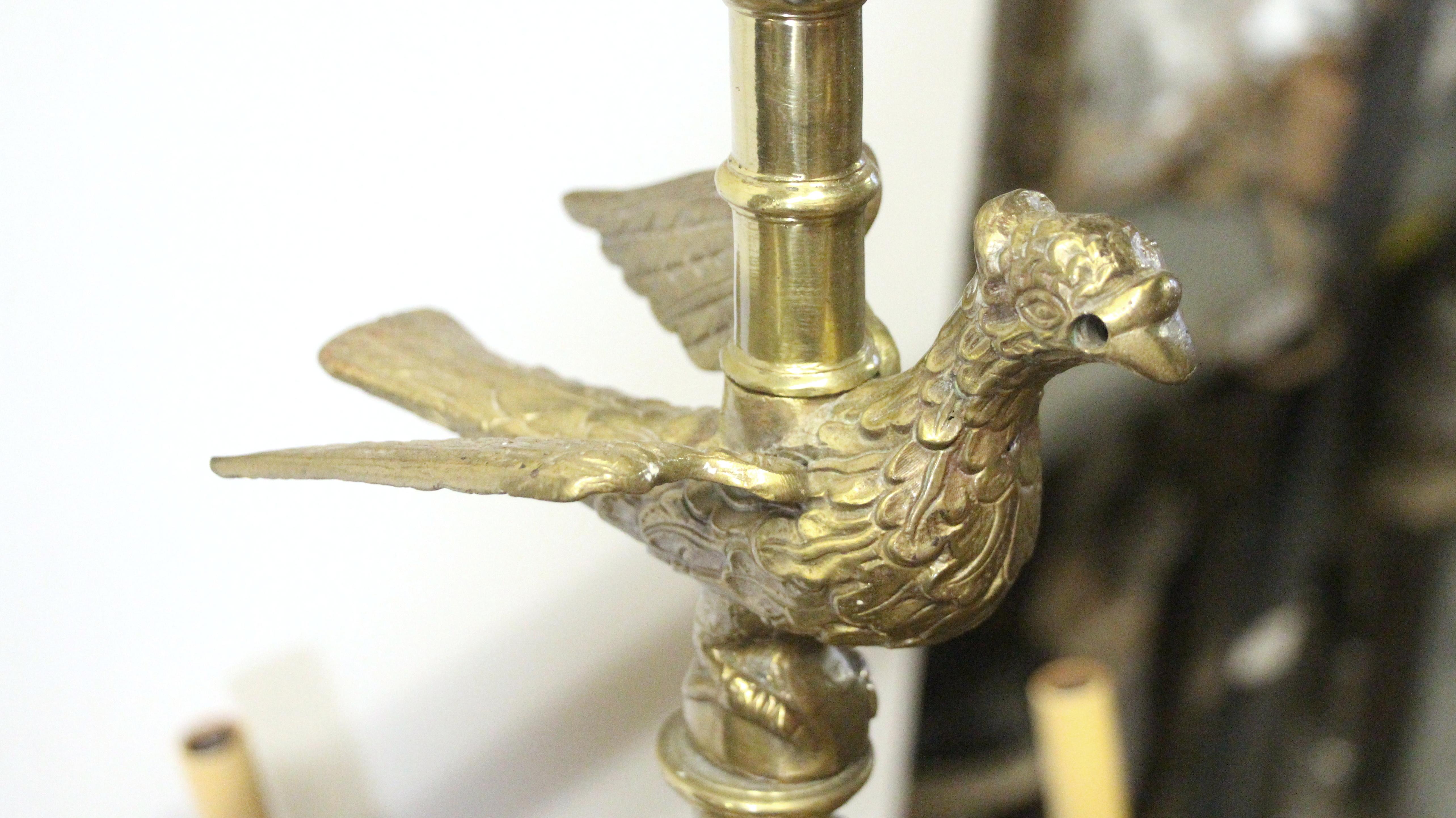 Early 1900s Brass 8-Arm Chandelier from NYC Stock Exchange w/ Eagle Finial 2