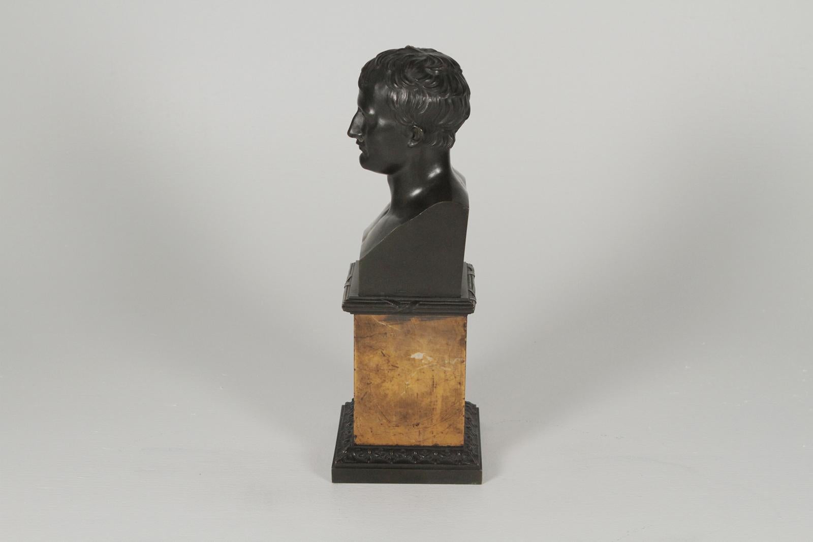 Italian Early 1900s Bronze Bust of a Napoleon r on a Siena Marble Base