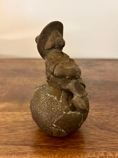 Early 1900s Bronze of Boy Seated on Globe, Fine Patina