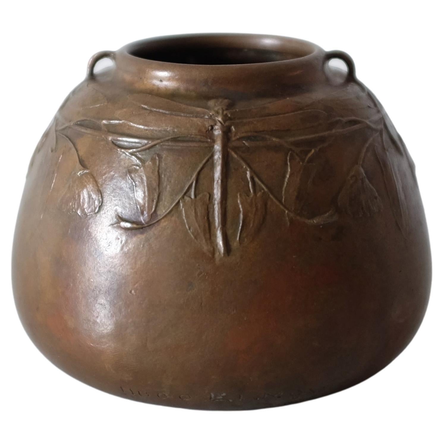 Early Heintz Art Metal Shop Sterling on Bronze Rolled Top Vase at 1stDibs | heintz bronze