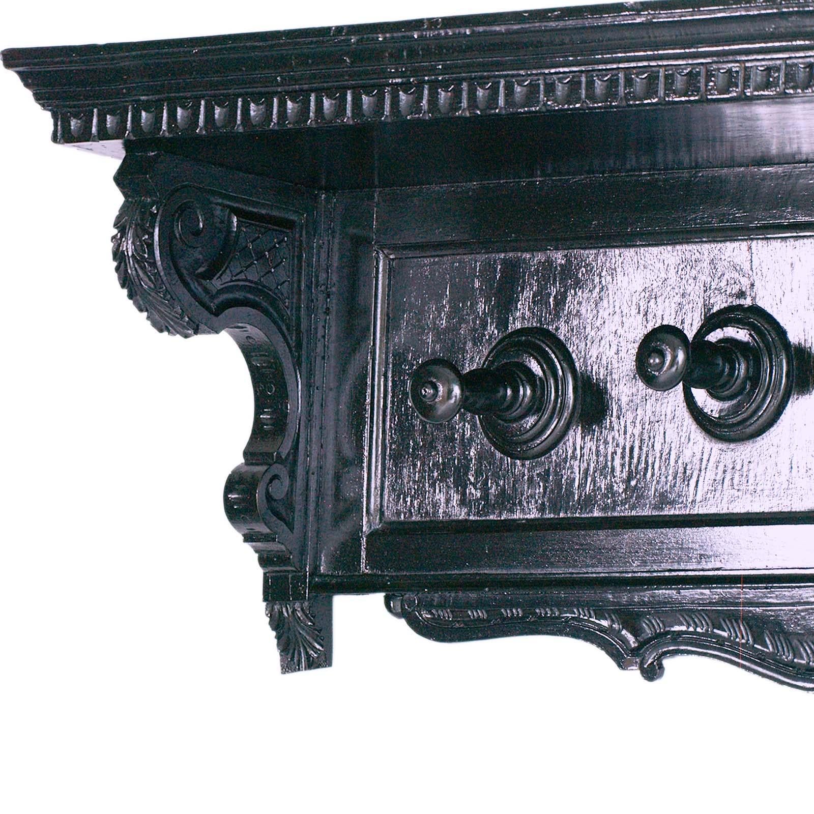 Hand-Carved Early 1900s Carved Ebonized Walnut, by Dini & Puccini, Cascina, Tuscany, Italy For Sale
