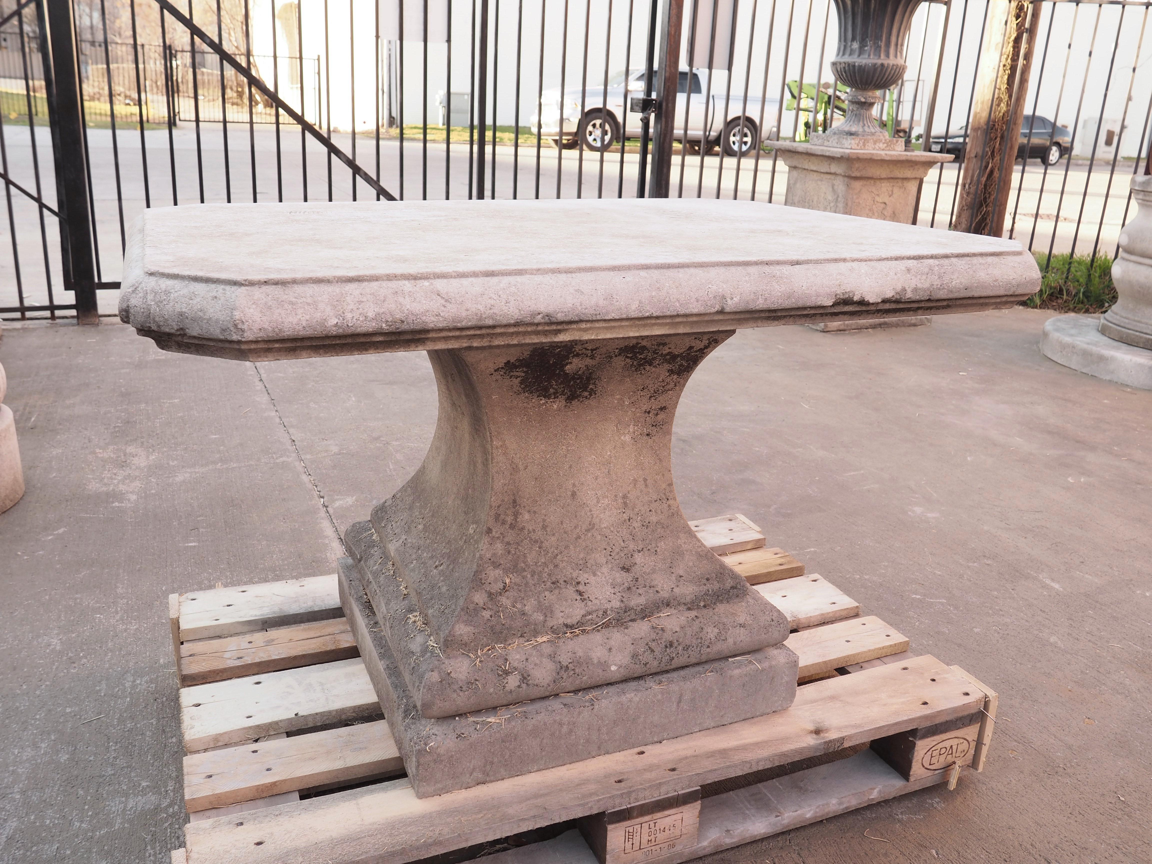 Early 1900s Carved Limestone Pedestal Table from Italy 3