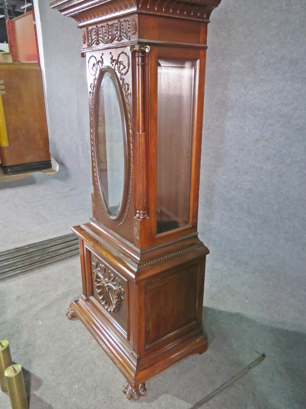 Early 1900s Carved Walnut Durfee Case Elliot Movement 5 Tube Grandfather Clock For Sale 8
