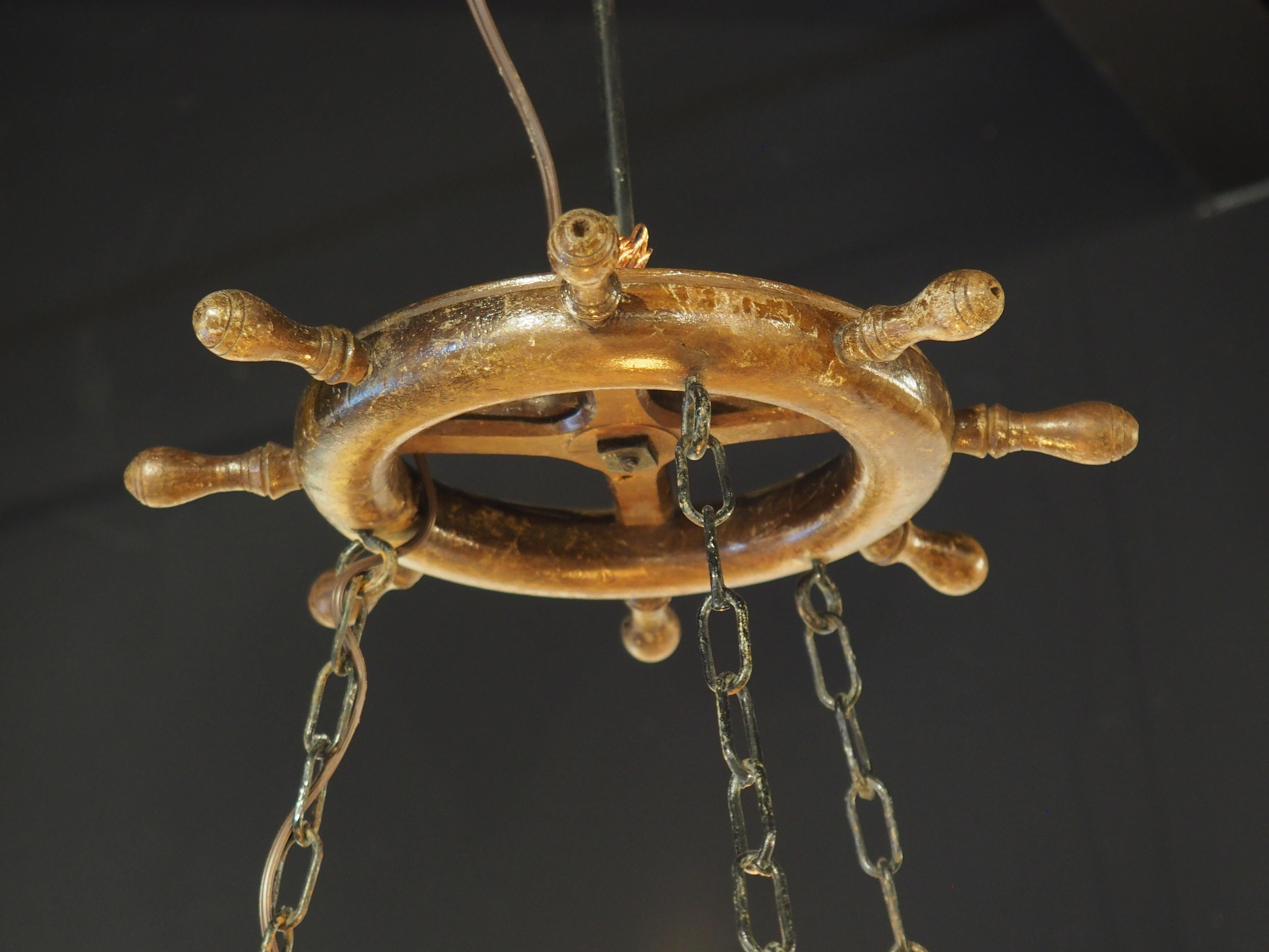 Early 1900s Carved Wood Chandelier from Brittany, France, 