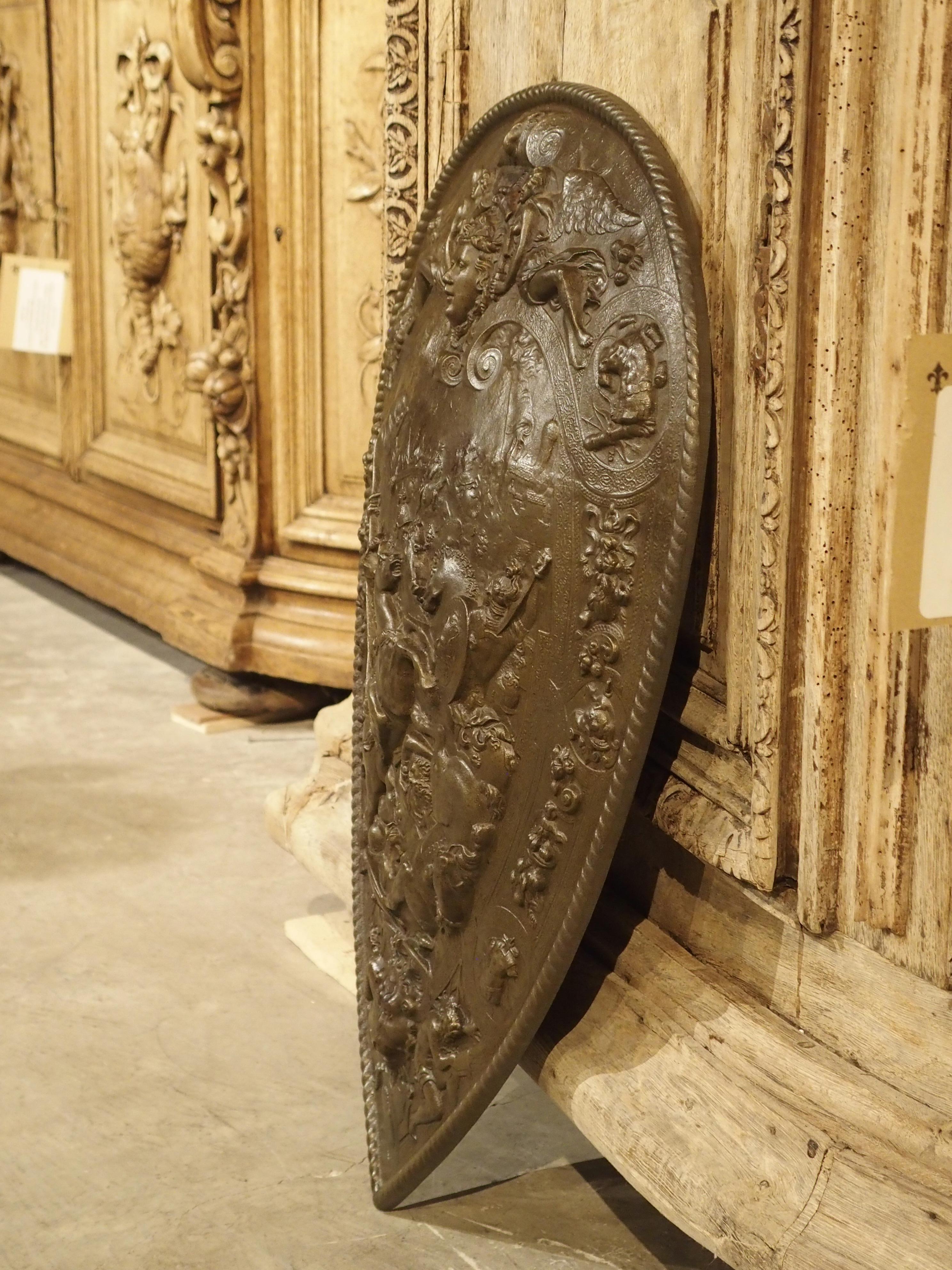 Early 1900s Cast Iron Parade Shield from France 7