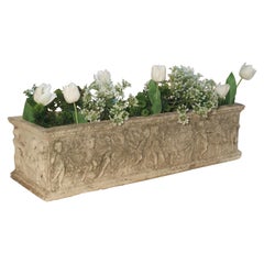 Early 1900s Cast Stone Rectangular Garden Planter