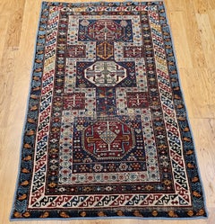 Antique Caucasian Shirvan Area Rug, Wool, Triple Medallion, 1900s