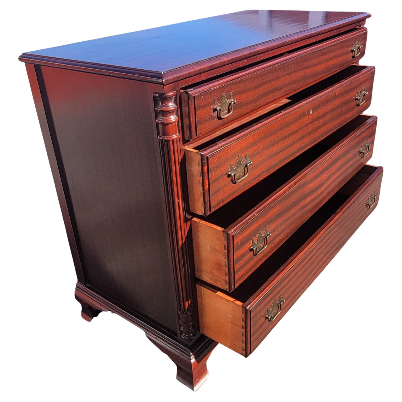 Early 1900's Chippendale Mahogany Four-Drawer Commode Chest of Drawers For Sale 1