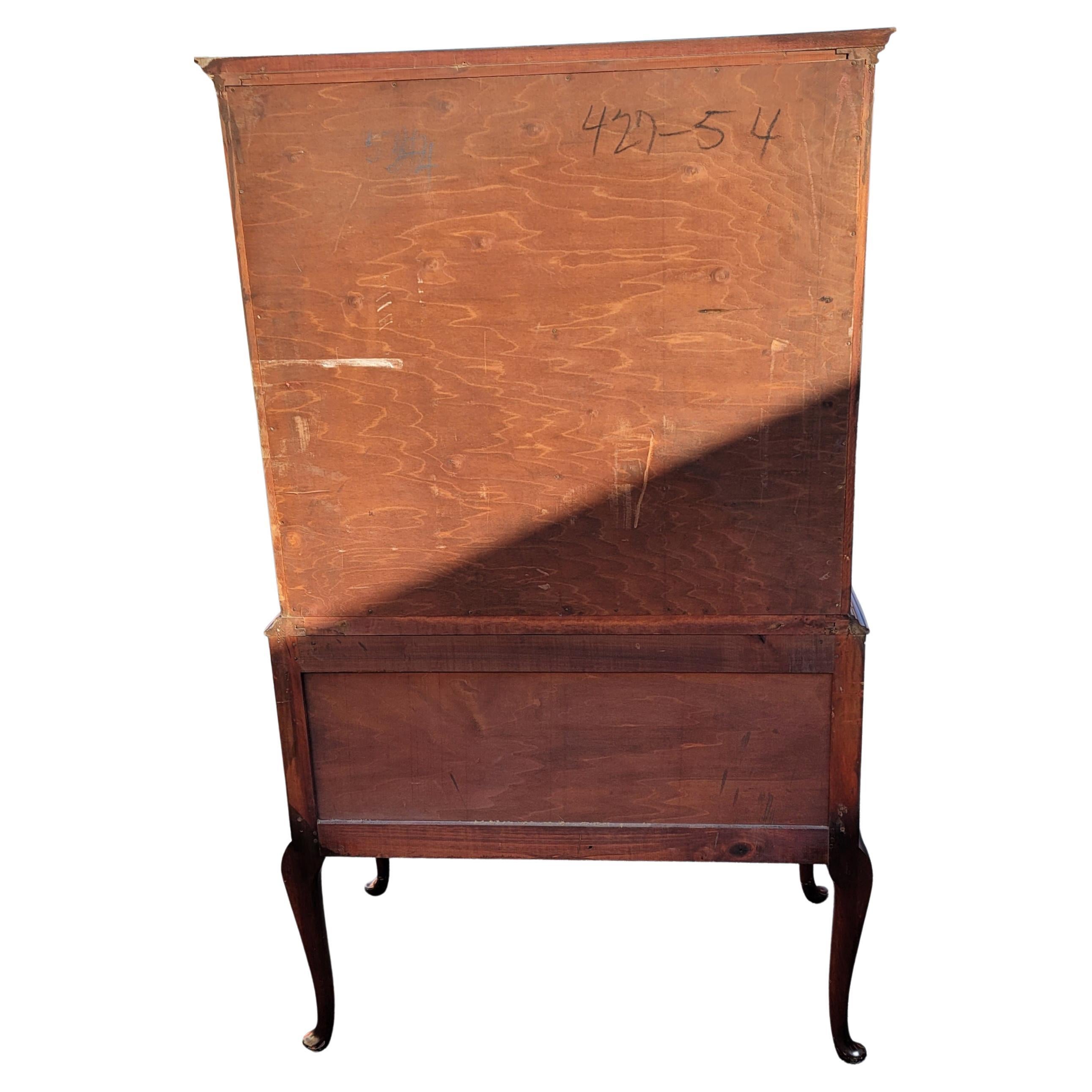 20th Century Early 1900's Chippendale Mahogany Highboy Chest of Drawers For Sale