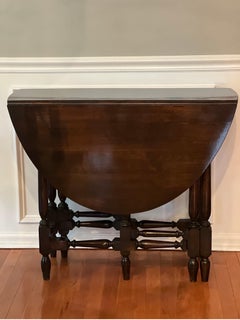 Early 1900's Dark Walnut Gate Leg Drop-Leaf Table