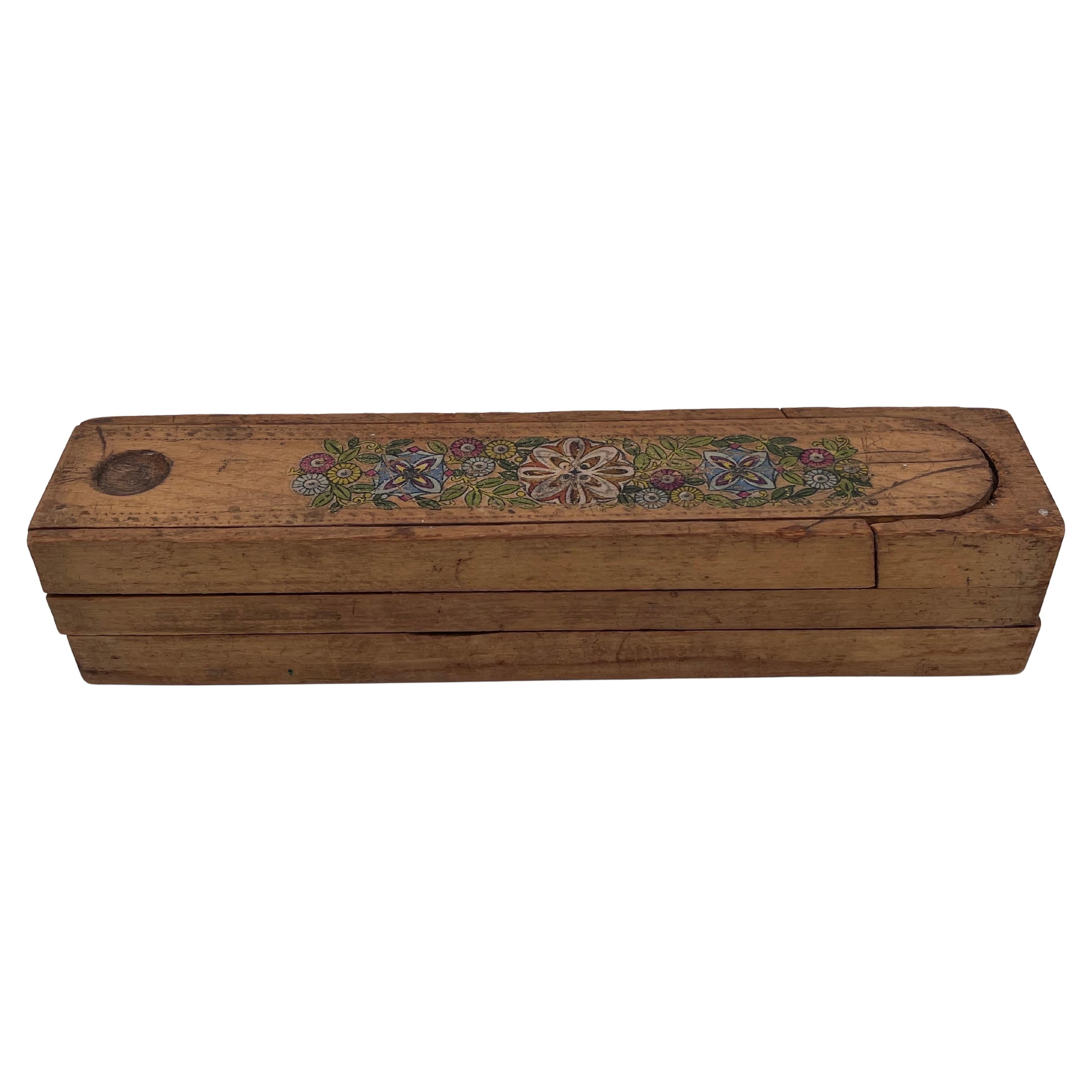 Early 1900's Decorated Child's Pencil Box with Multiple Sliding Compartments