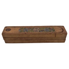 Early 1900's Decorated Child's Pencil Box with Multiple Sliding Compartments