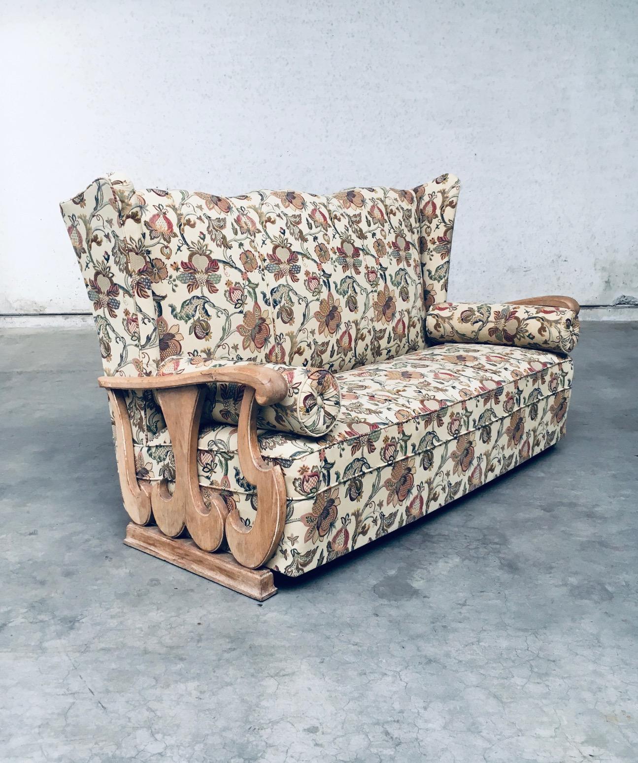 French Early 1900's Design High Wing Back 3 Seat Sofa For Sale