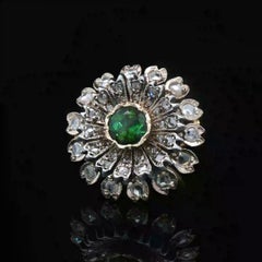 Early 1900's Diamond and Tsavorite Ring