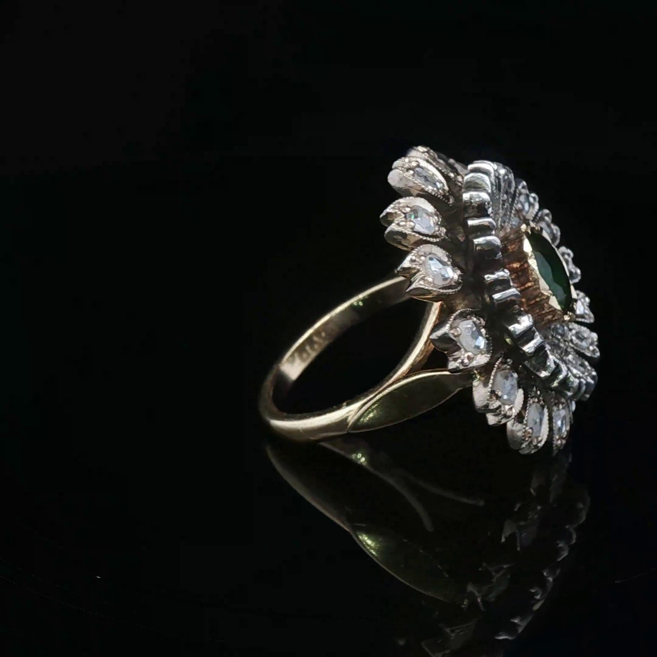 Edoardiano Anello con diamanti e tsavorite dei primi anni del 1900 in vendita