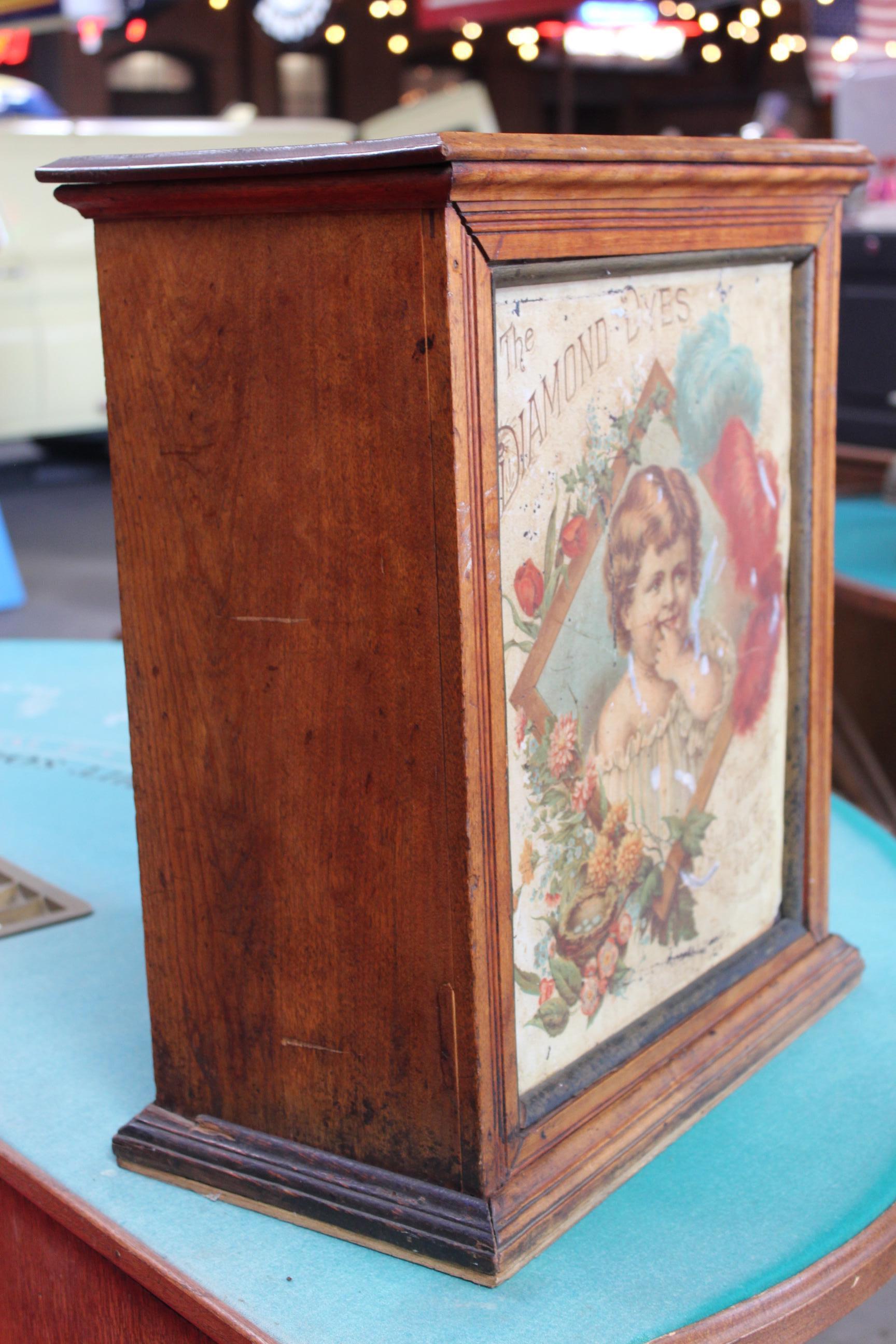 20th Century Early 1900s Diamond Dyes 'Baby' Lithograph Display Cabinet For Sale