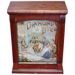 Antique Early 1900s Diamond Dyes Lithograph Display Cabinet