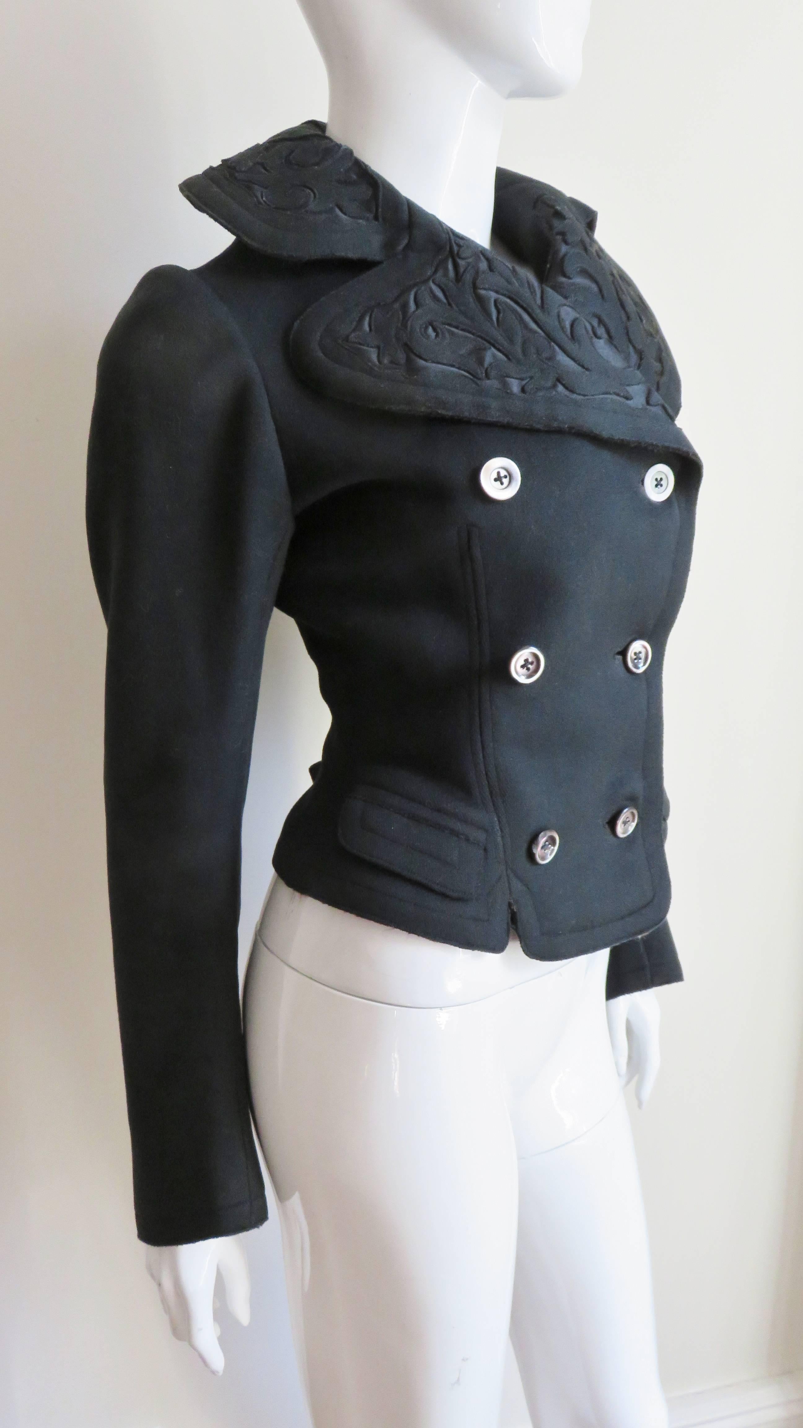 Early 1900s  Elaborate Applique Collar Jacket For Sale 1