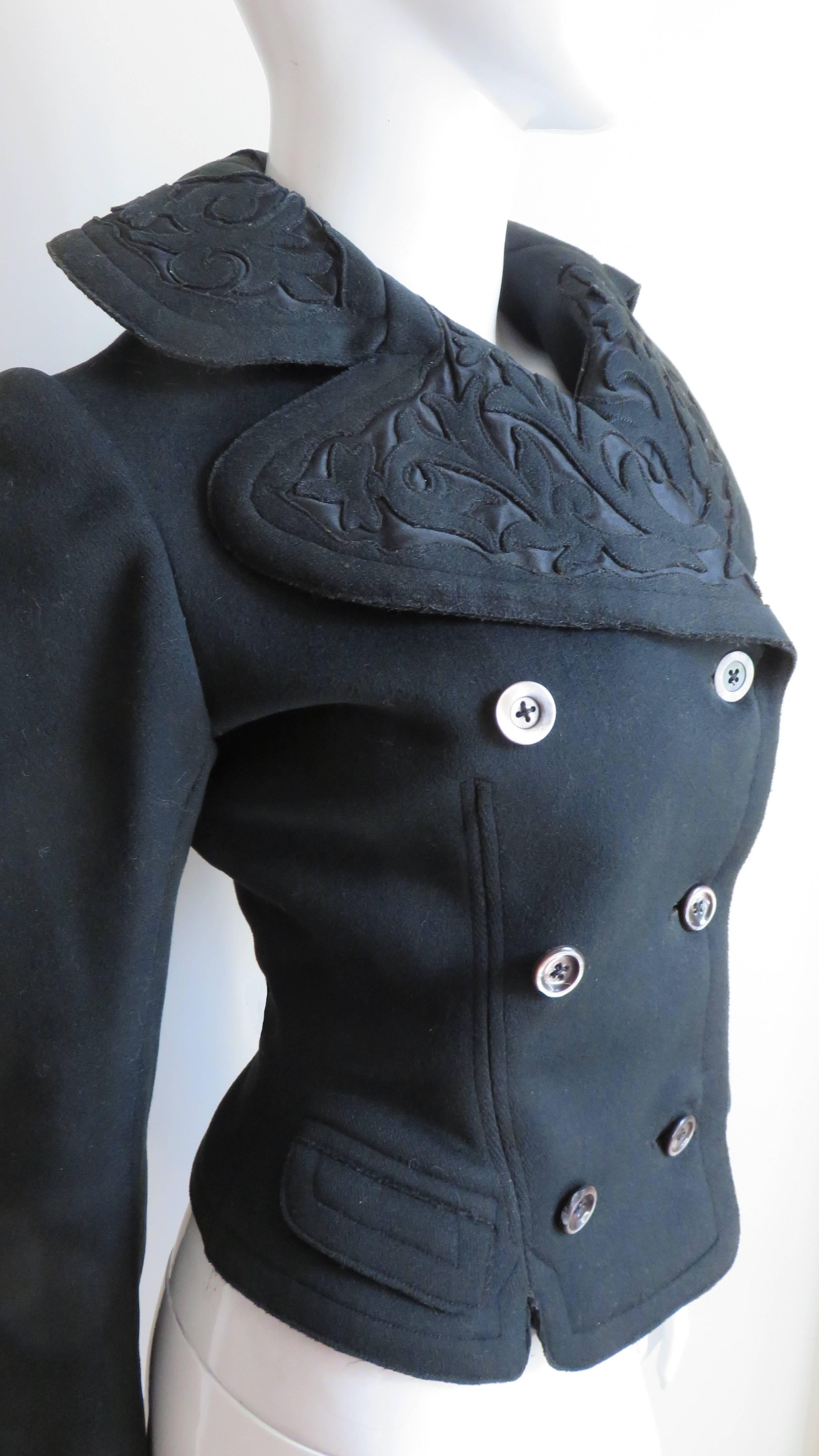 Early 1900s  Elaborate Applique Collar Jacket For Sale 2