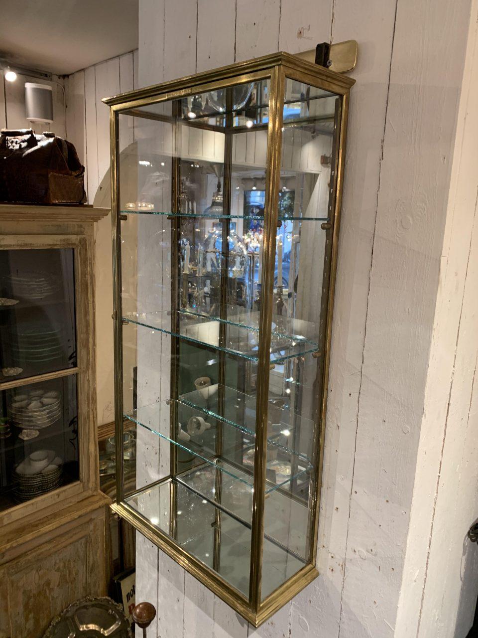 Early 1900s Elegant French Brass Wall Vitrine 2