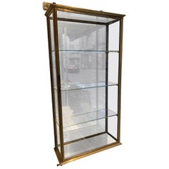 Antique Early 1900s Elegant French Brass Wall Vitrine