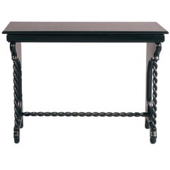 Early 1900s Elegant Venetian Console, Ebonized Walnut, by Testolini Venice