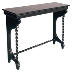 Early 1900s Elegant Venetian Console, Ebonized Walnut, by Testolini Venice