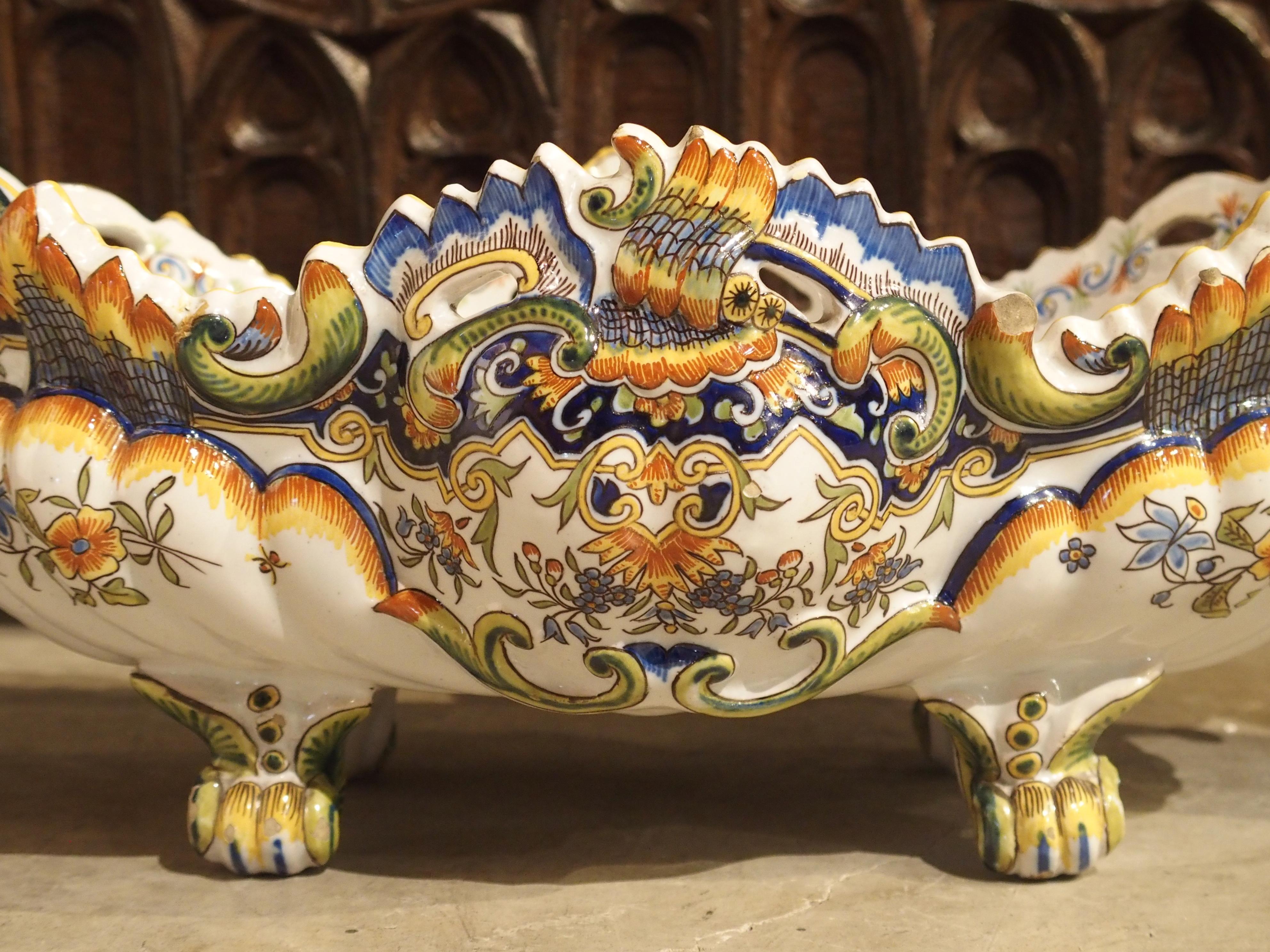 Hand-Painted Early 1900s Faience Group from Rouen France