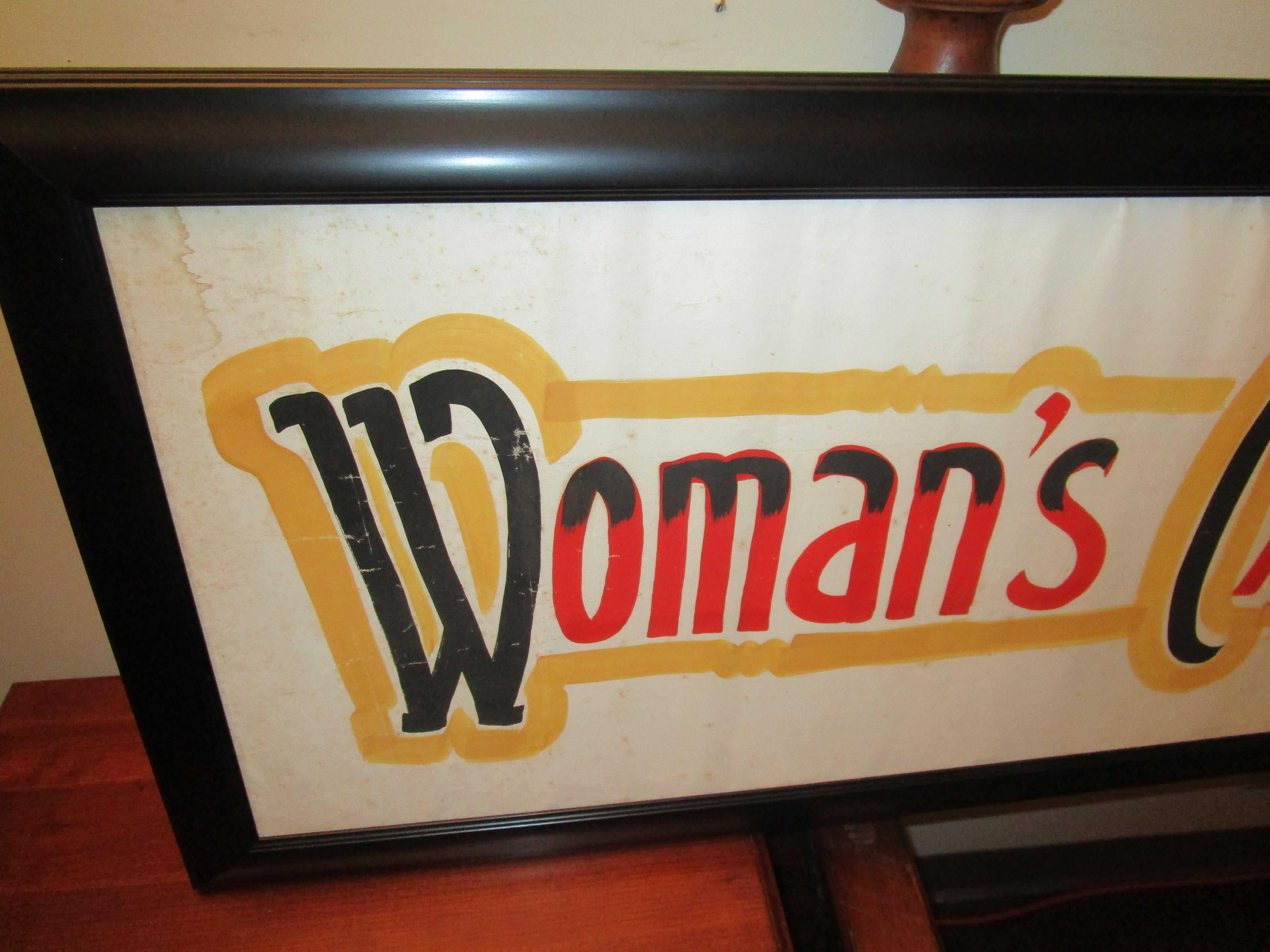 Oversized colorful framed banner painted on oilcloth advocating abstinence from the Woman's Christian Temperance Union. 
