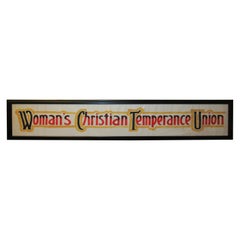 Early 1900s Framed Oilcloth Temperance Sign from the Woman's Christian Union