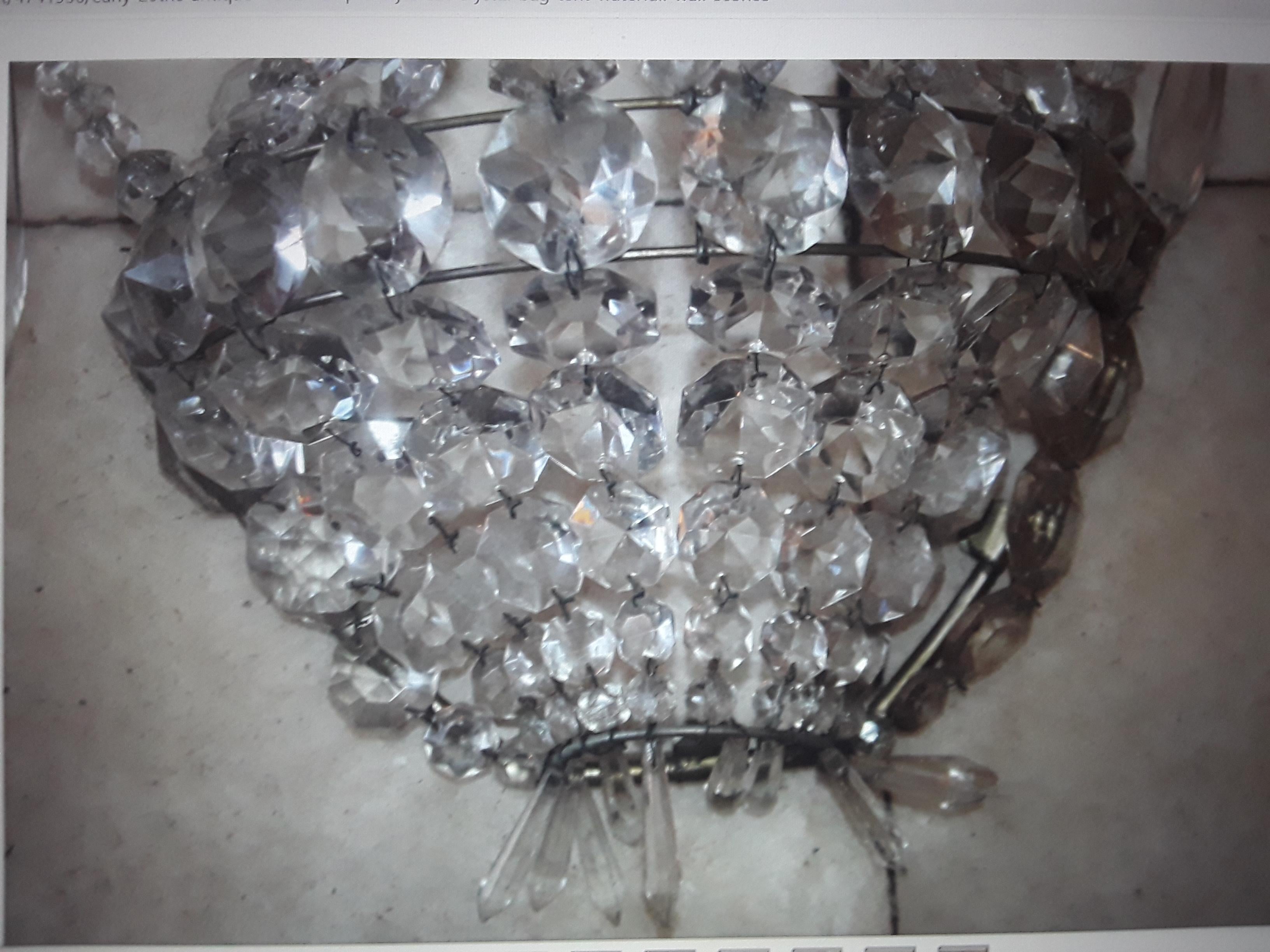Early 1900's French Antique Empire style Crystal Bag & Tent form Wall Sconce For Sale 3