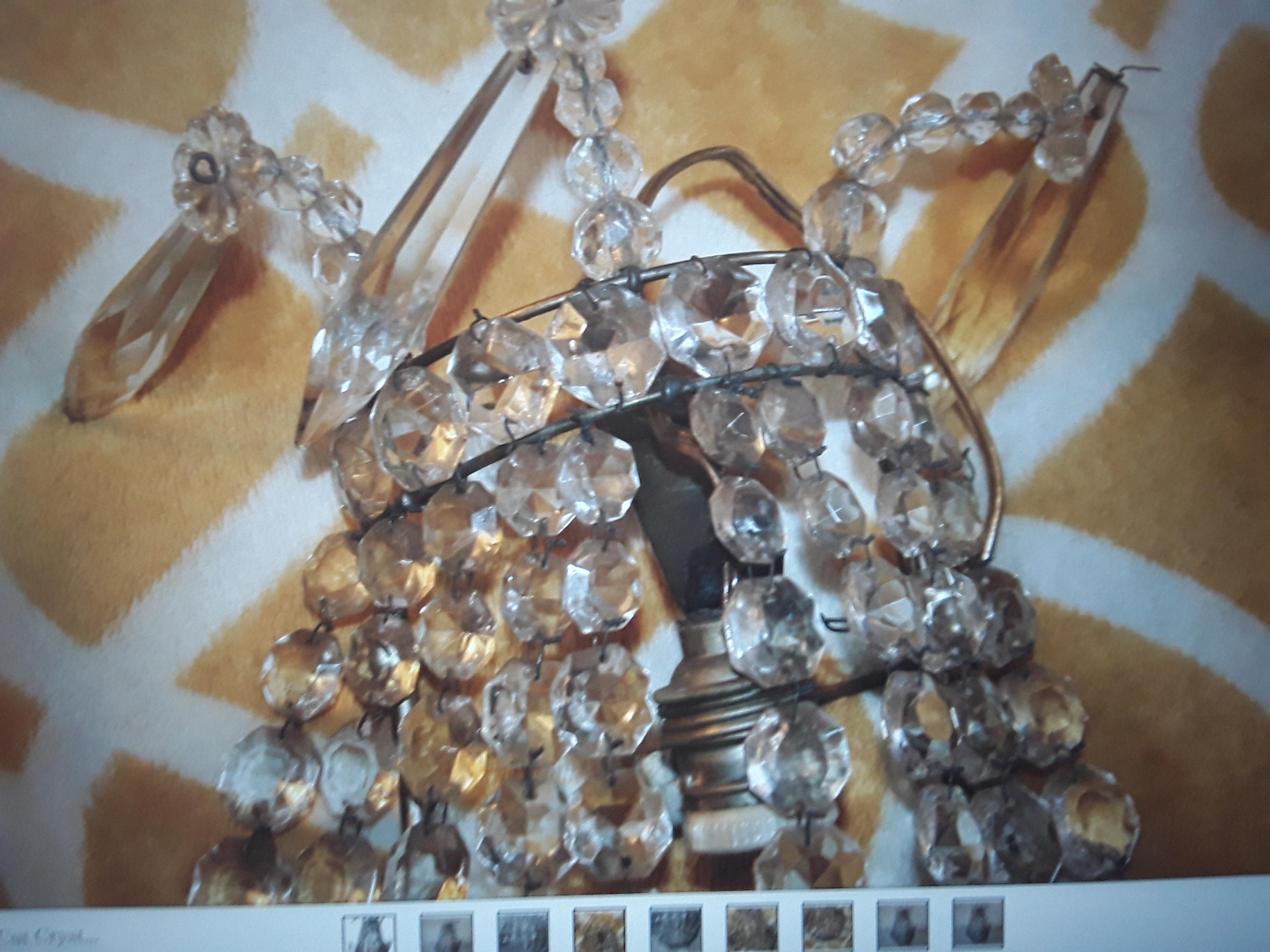 Early 1900's French Antique Empire style Crystal Bag & Tent form Wall Sconce For Sale 4
