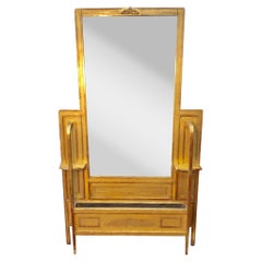Early 1900s French Art Deco Gold Gilt Hall Mirror Jardinere