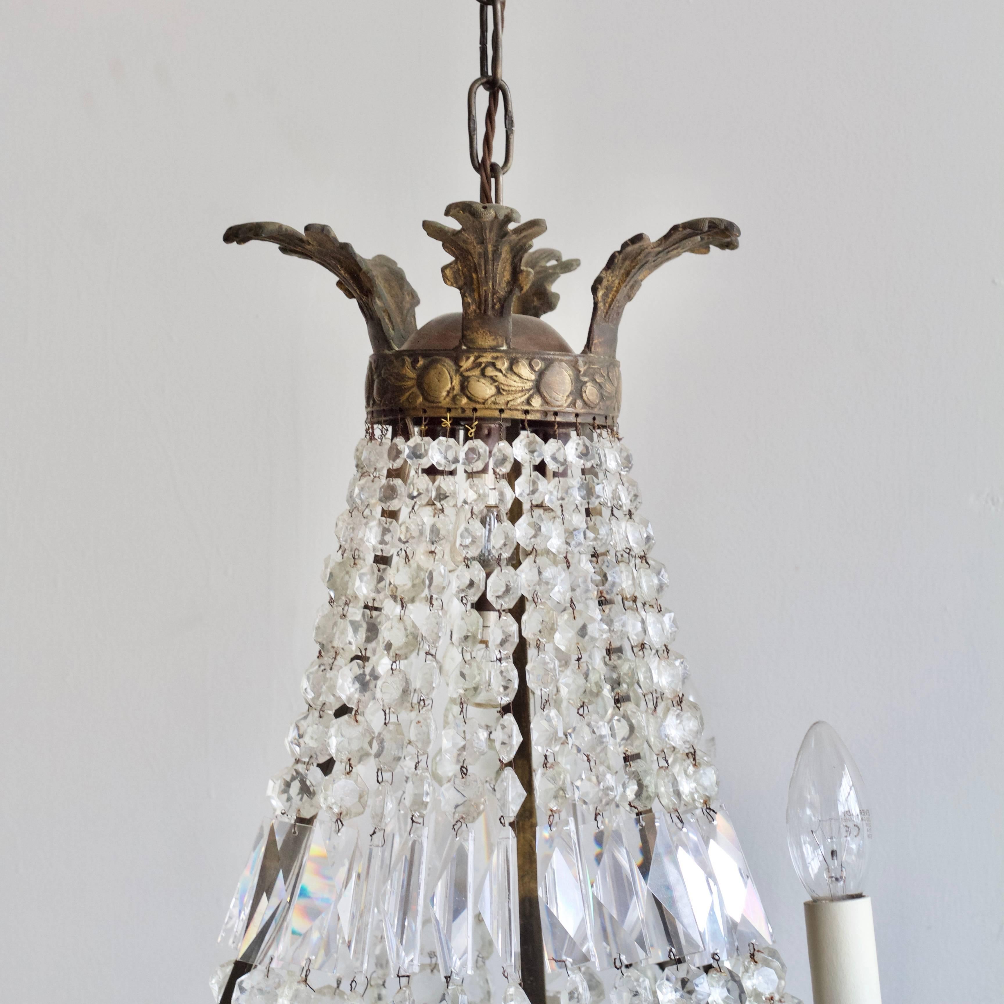 Brass Early 1900s French Balloon Chandelier