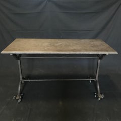 Early 1900s French Bistro or Cafe Table with Stone Top and Wrought Iron Base