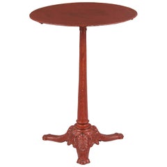 Early 1900s French Bistro Table with Red Tole Top