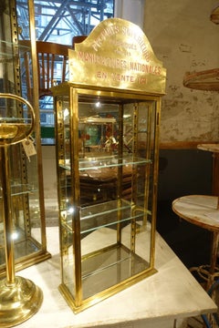 Early 1900s French Brass Wall Boutique Display Cabinet